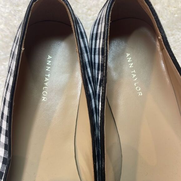 Ann Taylor Gingham Tassel Black White Checkered Flats Shoes Women’s Sz 7.5 - Picture 2 of 7